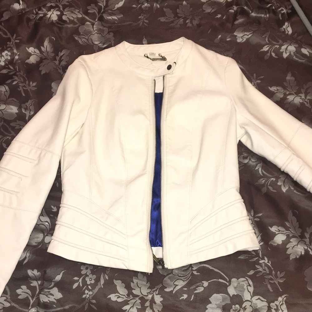 Cream/ Off White Faux Leather jacket